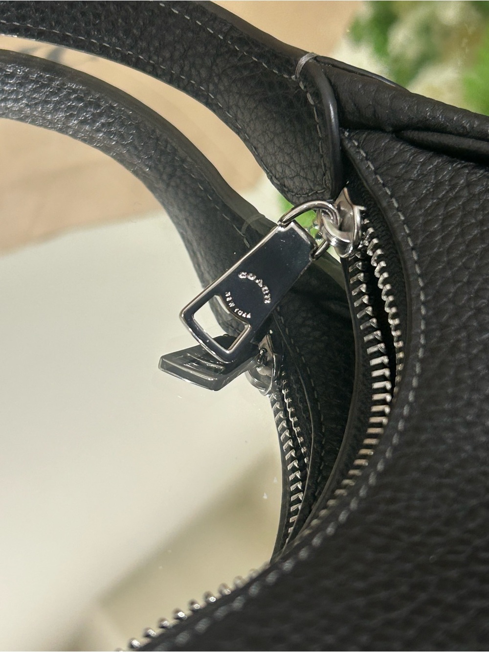Coach Black Pebble Leather Crescent Shoulder Bag with Silver Hardware - Picture 9 of 9